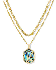 Kendra Scott Daphne Gold Coral Frame Multi Strand Necklace in Iridescent Abalone