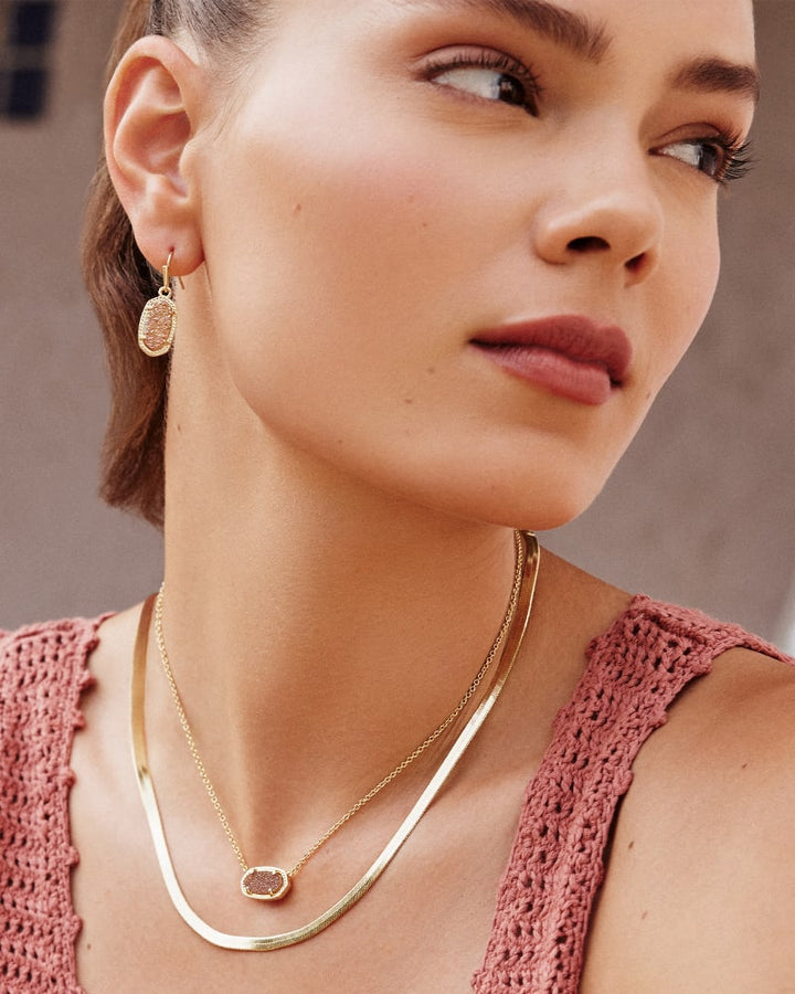 Lee Gold Drop Earrings in Spice Drusy