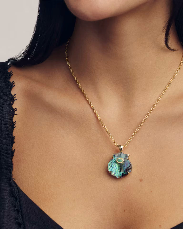 Kendra Scott Lucia Shell Gold Pendant Necklace in Abalone Shell
