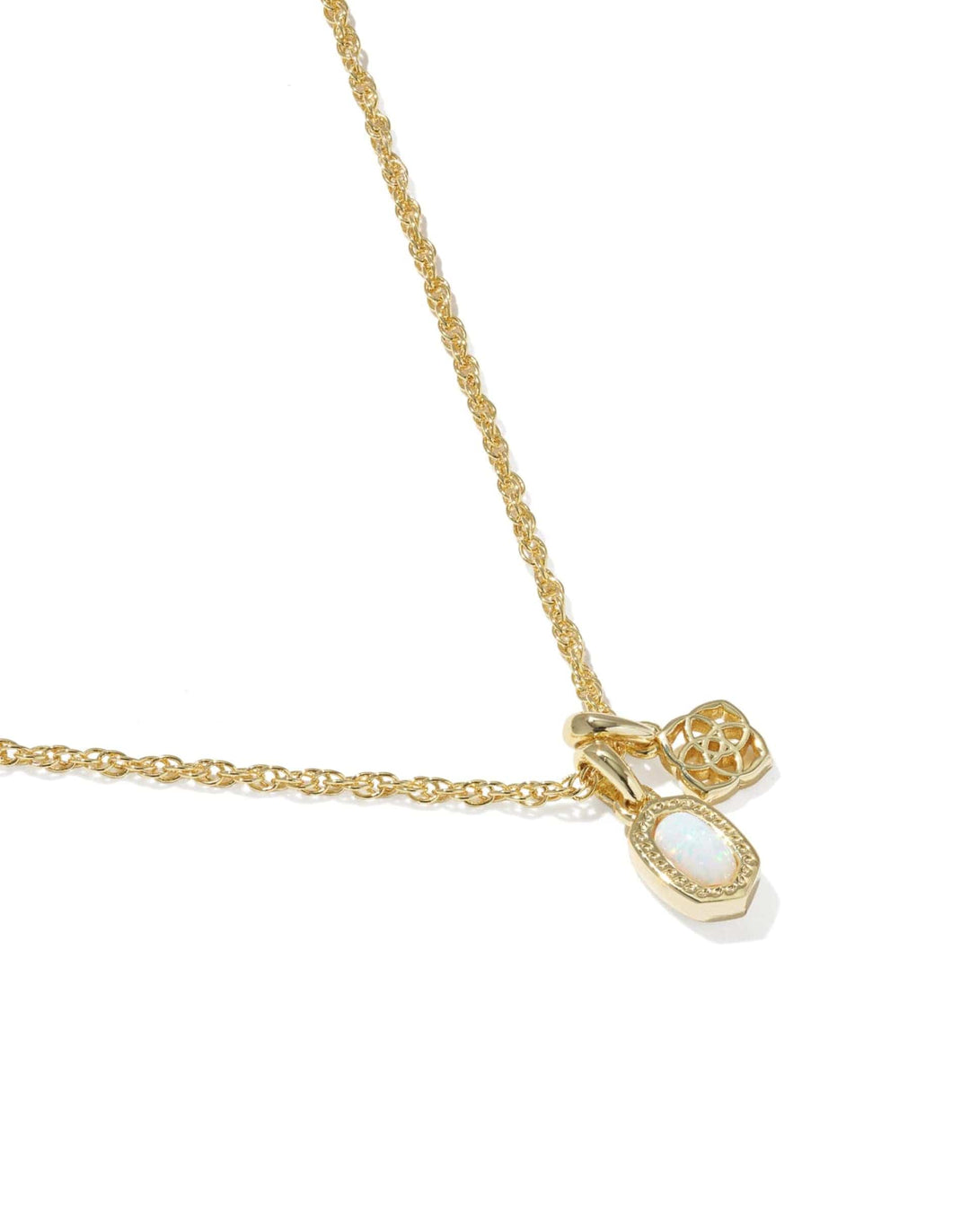 Kendra Scott Mini Elisa Dira Gold Necklace in Bright White Lab Grown Opal