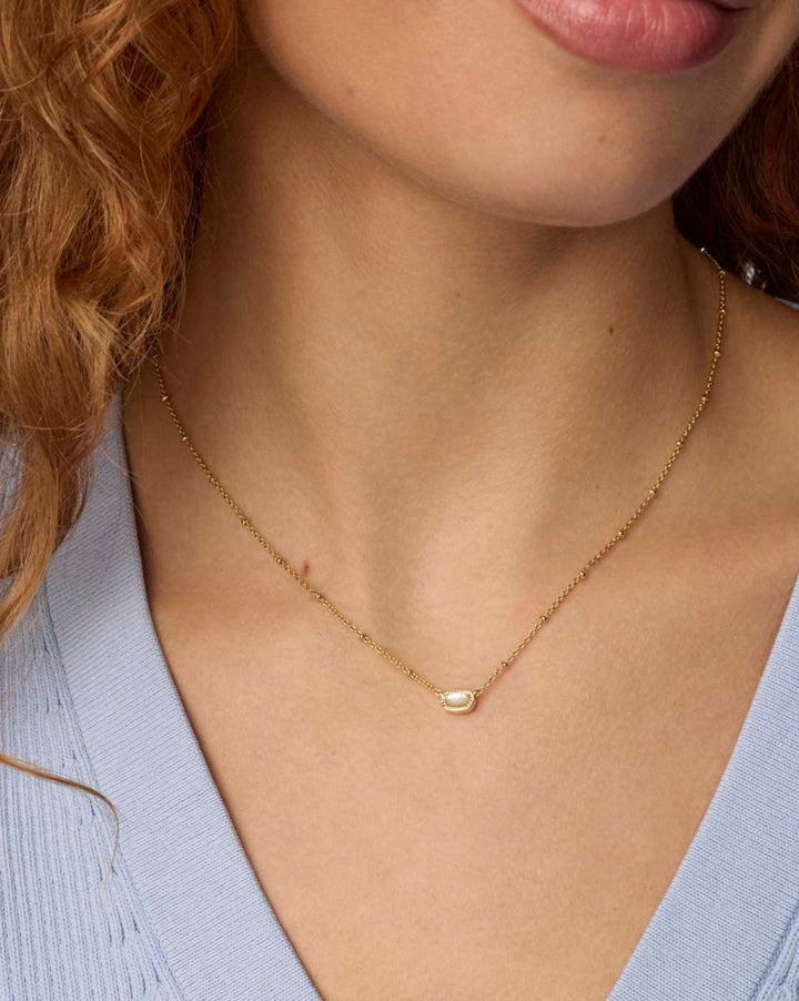 Kendra Scott Mini Elisa Gold Satellite Short Pendant Necklace in Ivory Mother of Pearl Kendra Scott Mini Elisa Mother of Pearl Gold Necklace Necklaces