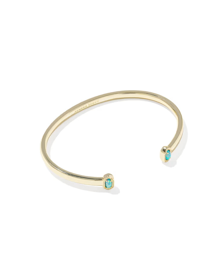 Kendra Scott Mini Elton Gold Cuff Bracelet in Blue Lab Grown Opal