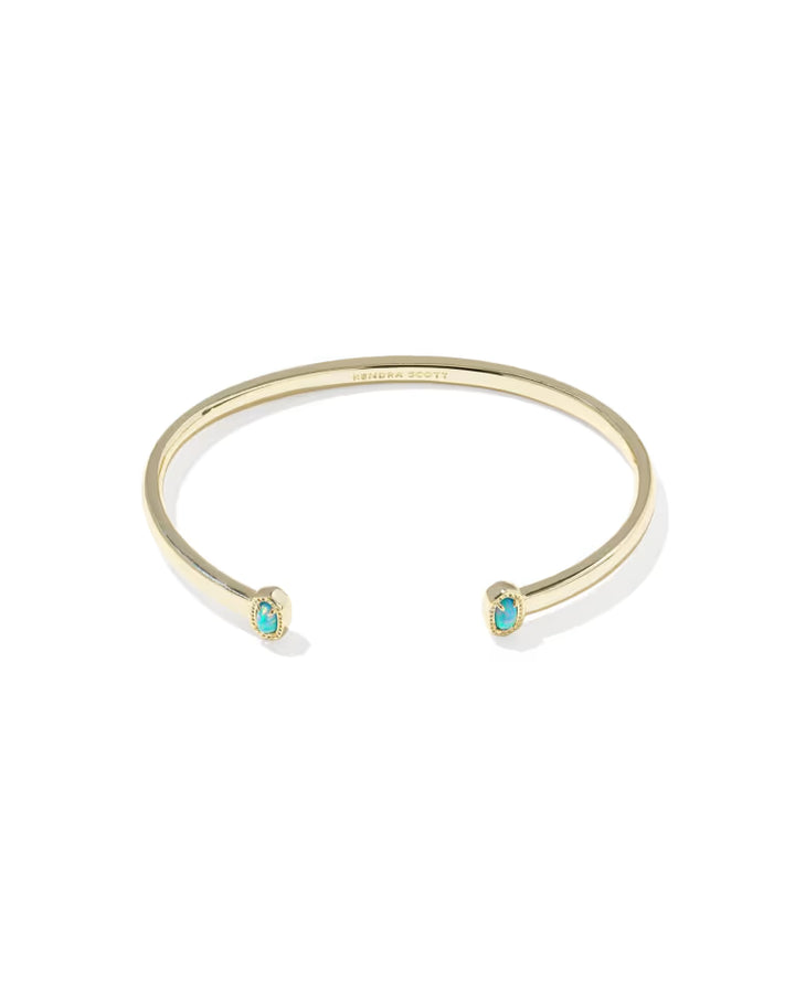 Kendra Scott Mini Elton Gold Cuff Bracelet in Blue Lab Grown Opal