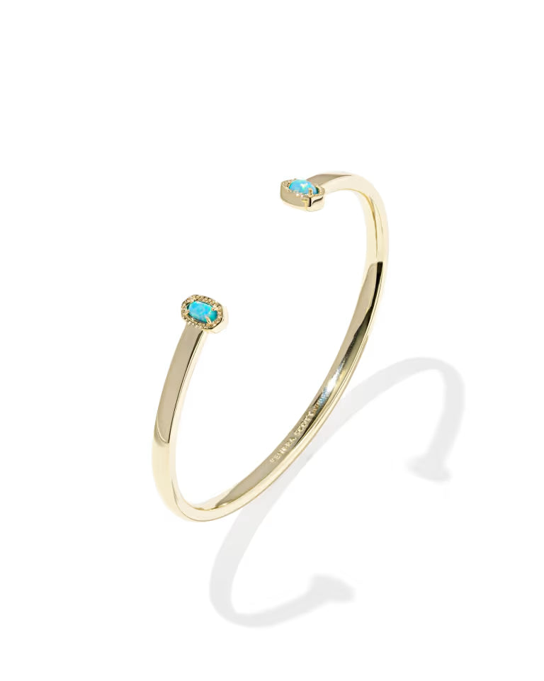 Kendra Scott Mini Elton Gold Cuff Bracelet in Blue Lab Grown Opal