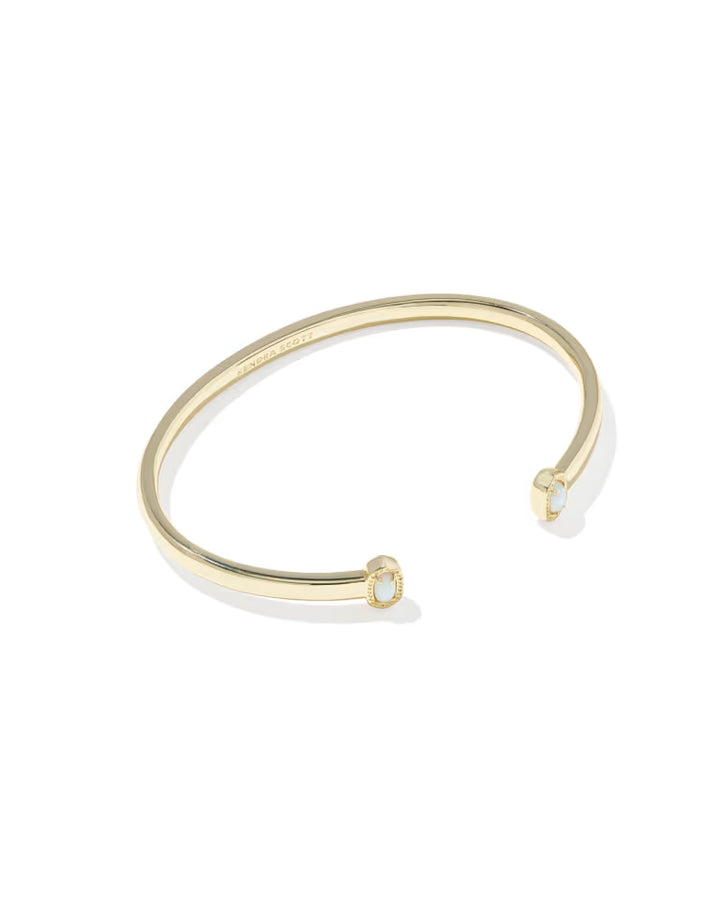 Kendra Scott Mini Elton Gold Cuff Bracelet in Bright White Lab Grown Opal