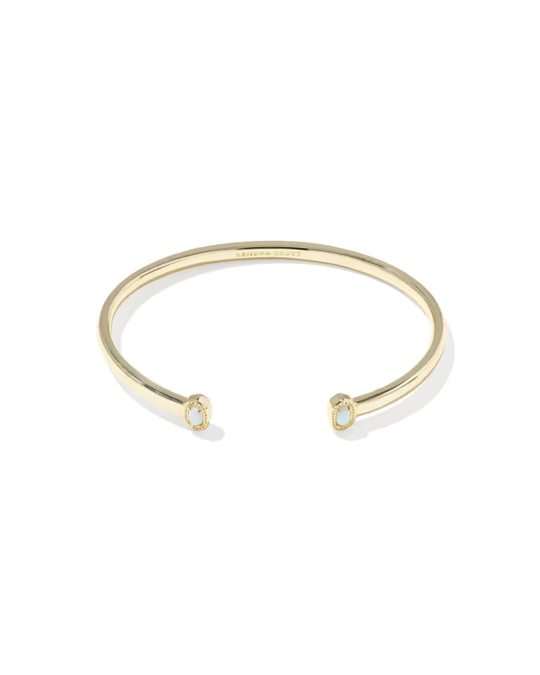 Kendra Scott Mini Elton Gold Cuff Bracelet in Bright White Lab Grown Opal