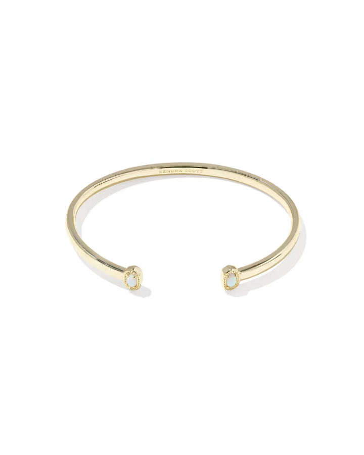 Kendra Scott Mini Elton Gold Cuff Bracelet in Bright White Lab Grown Opal