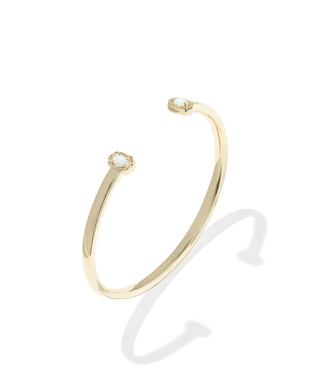 Kendra Scott Mini Elton Gold Cuff Bracelet in Bright White Lab Grown Opal