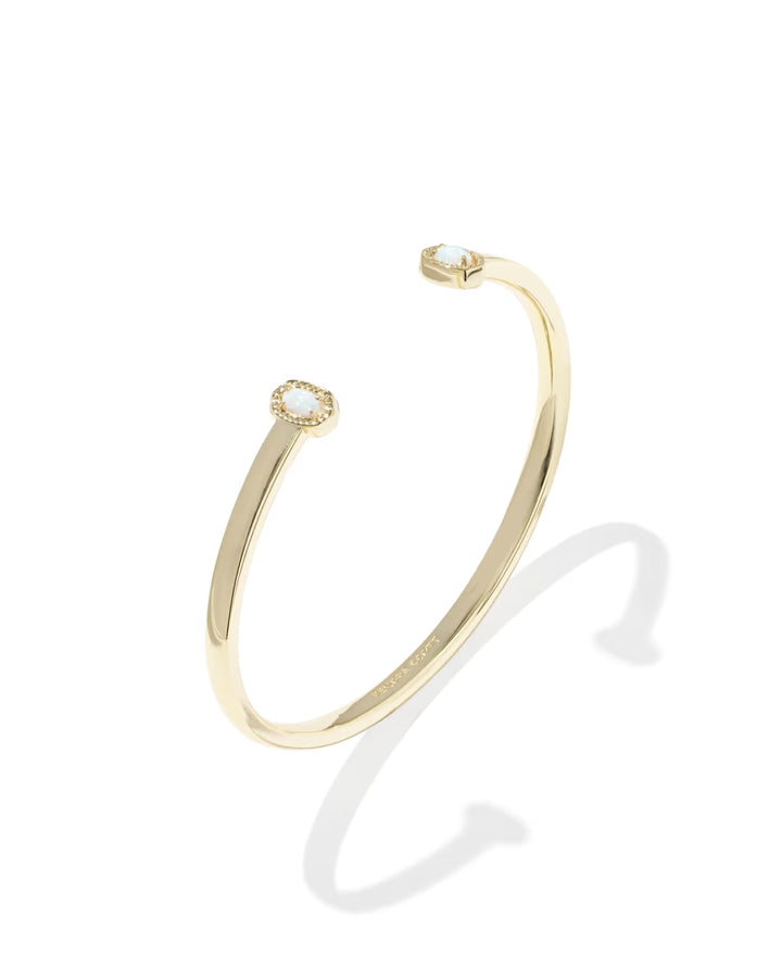 Kendra Scott Mini Elton Gold Cuff Bracelet in Bright White Lab Grown Opal