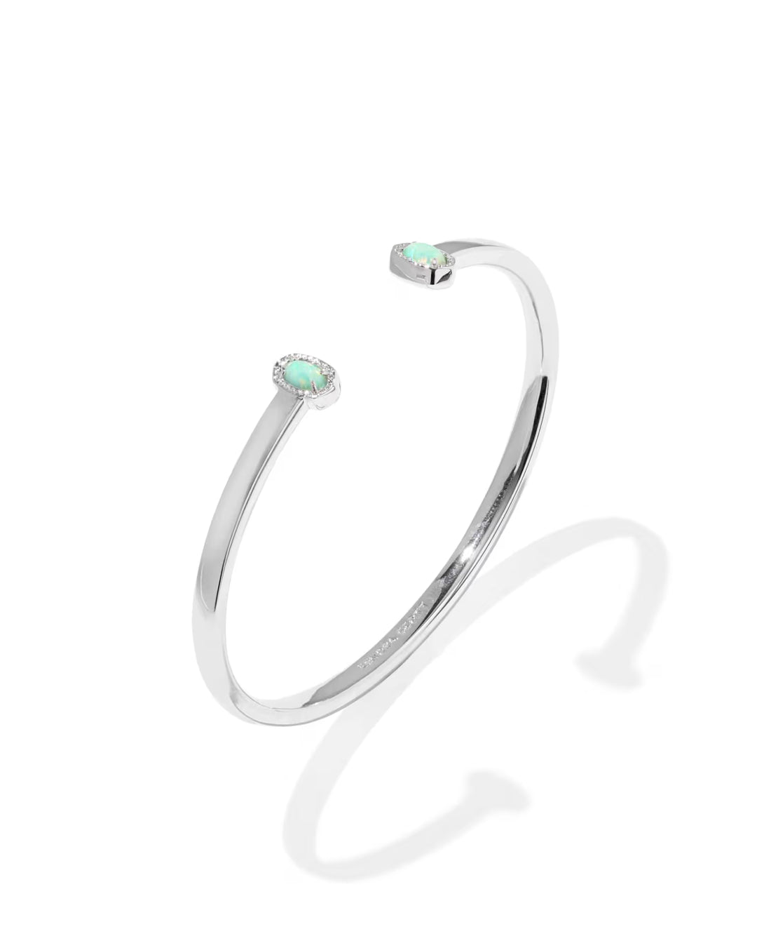 Kendra Scott Mini Elton Silver Cuff Bracelet in Green Lab Grown Opal
