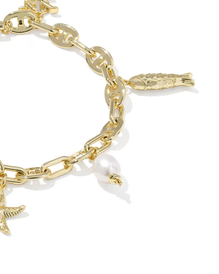 Kendra Scott Parker Gold Charm Bracelet in Freshwater Cultured Pearl