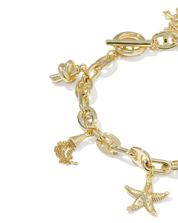 Kendra Scott Parker Gold Charm Bracelet in Freshwater Cultured Pearl