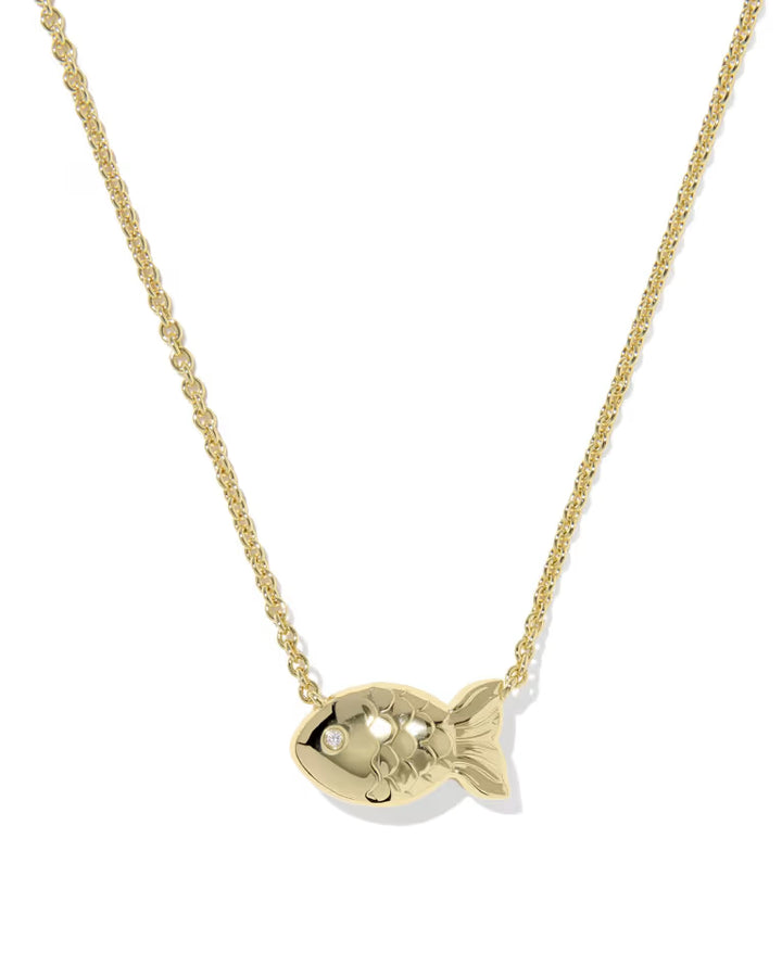 Kendra Scott Parker Fish Gold Pendant Necklace in Abalone Shell