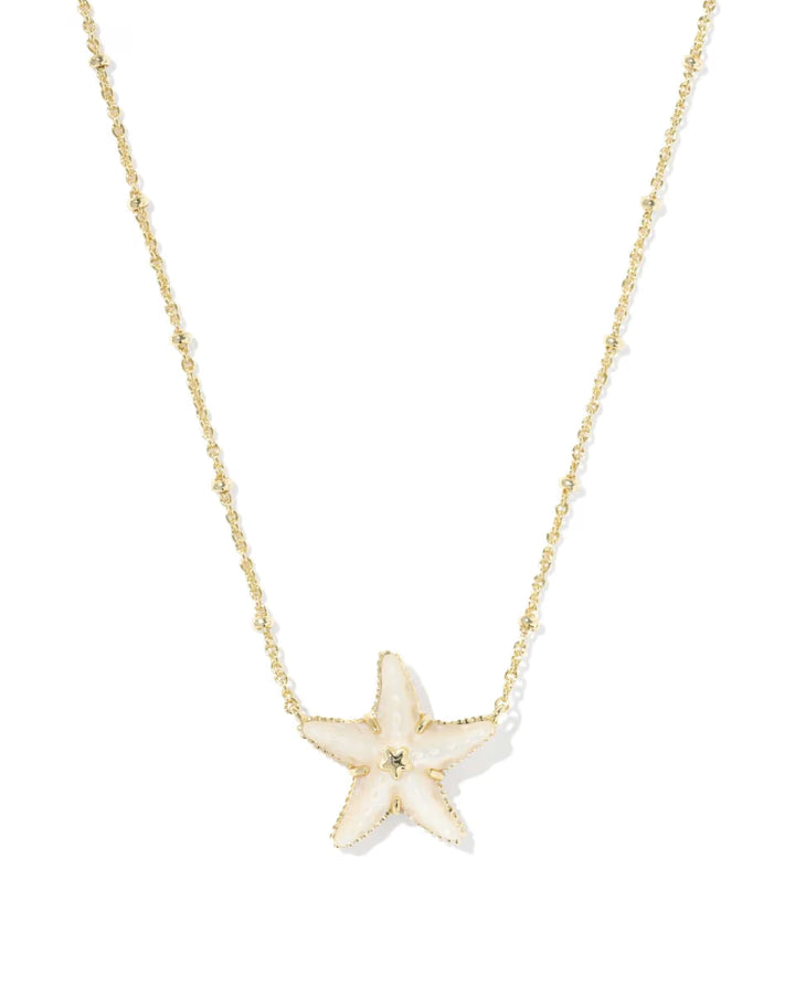 Kendra Scott Parker Starfish Gold Pendant Necklace in Natural Mother of Pearl
