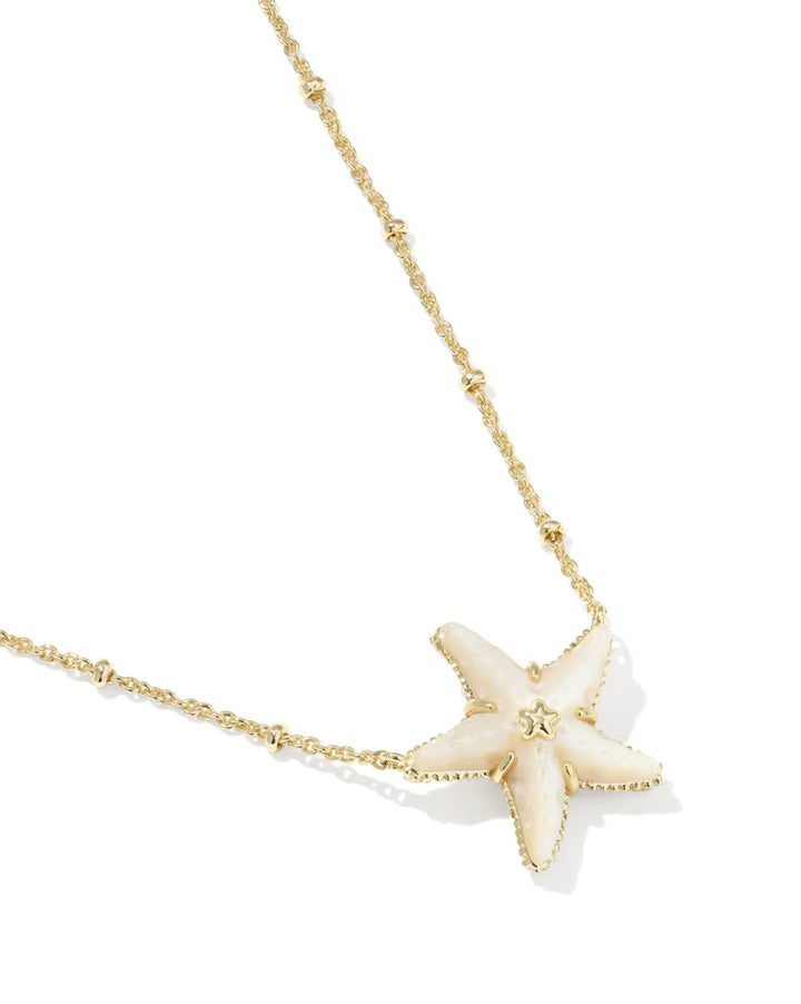 Kendra Scott Parker Starfish Gold Pendant Necklace in Natural Mother of Pearl