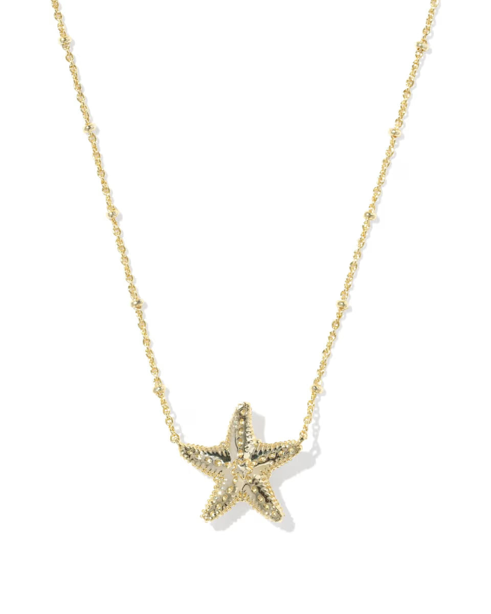 Kendra Scott Parker Starfish Gold Pendant Necklace in Natural Mother of Pearl