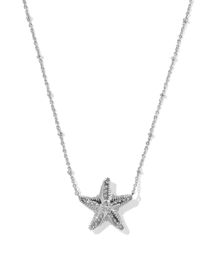 Kendra Scott Parker Starfish Silver Pendant Necklace in Natural Mother of Pearl
