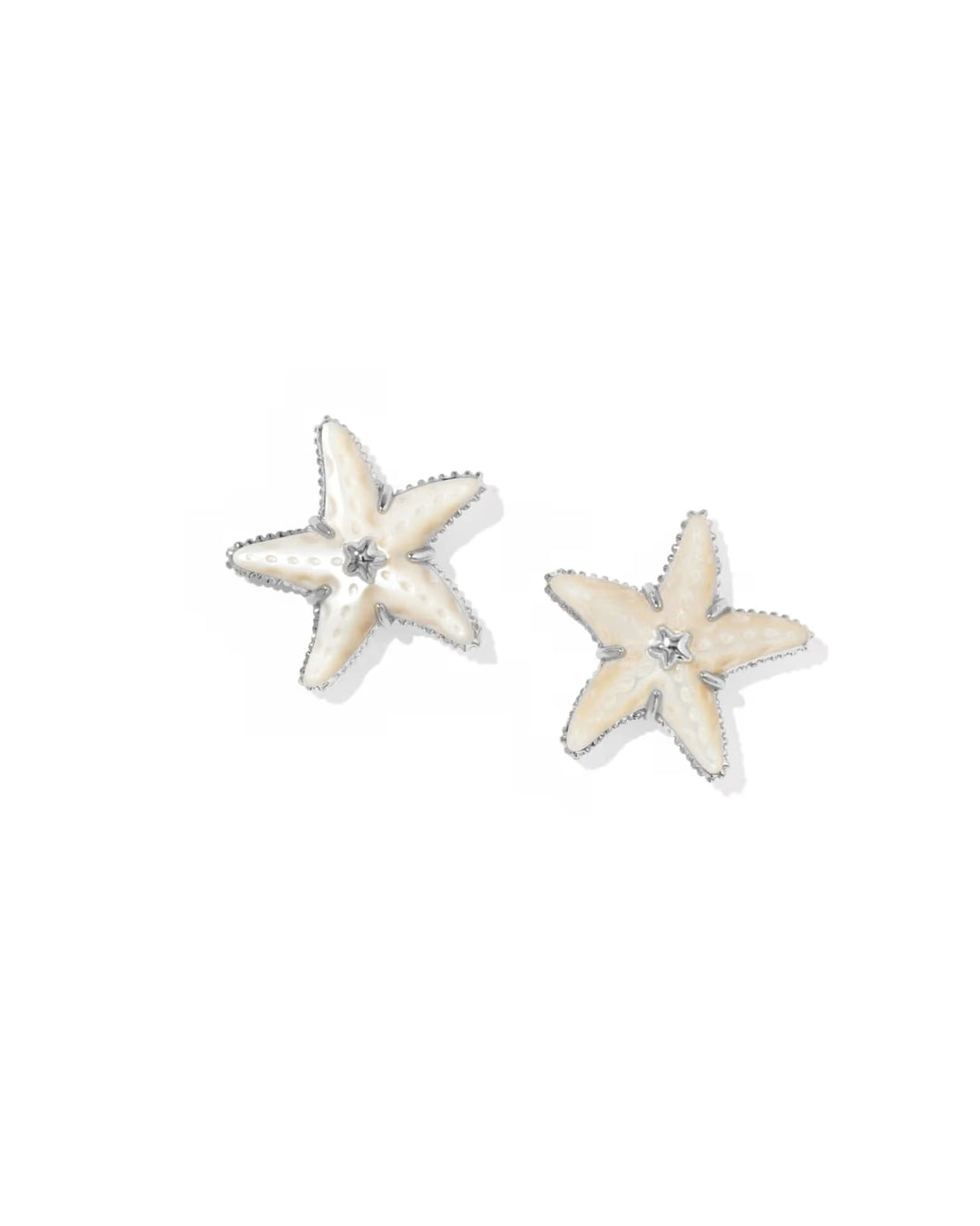 Kendra Scott Parker Starfish Silver Stud Earrings in Natural Mother of Pearl