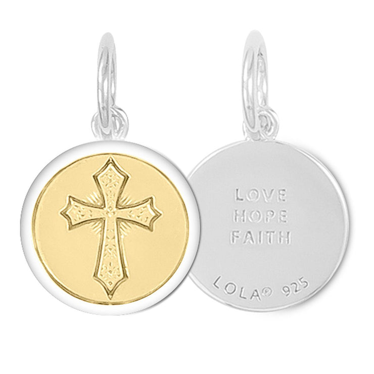 Lola Cross Pendant - Gold Center