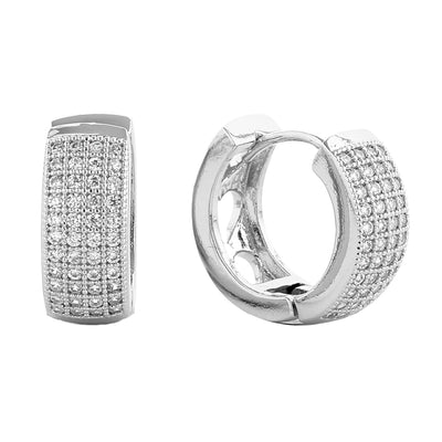 Pave Checkered Huggie Hoops