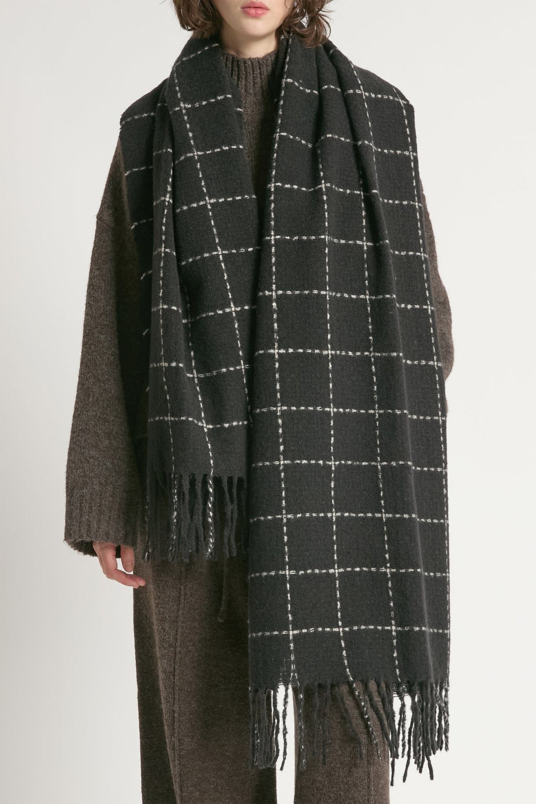 Cozy Grid Blanket Scarf