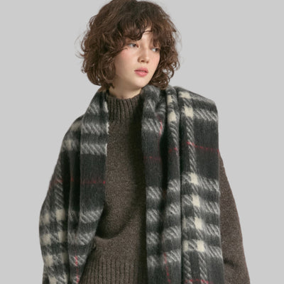 Classic Tartan Brushed Scarf - Black