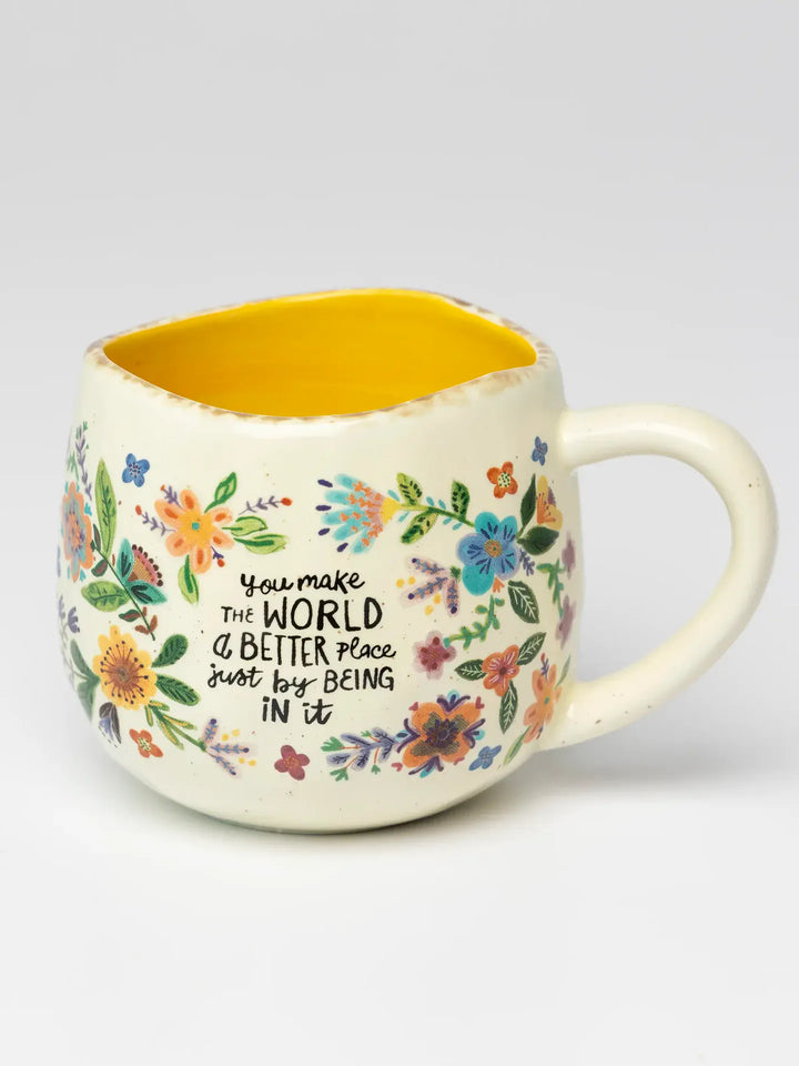 Artisan Mug - You Make the World Better You Make the World Better Floral Stoneware Mug, 16 oz Home