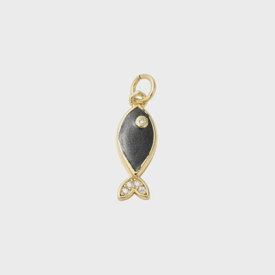 Midnight Pearlized Fish Charm