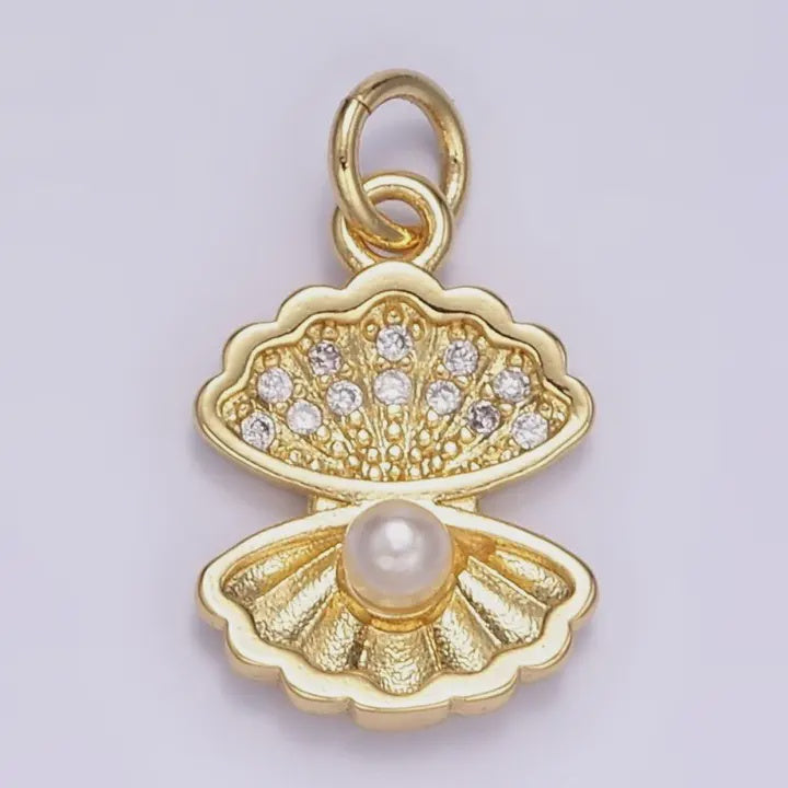 Open Clam Shell with Pearl Charm – The Red Owl