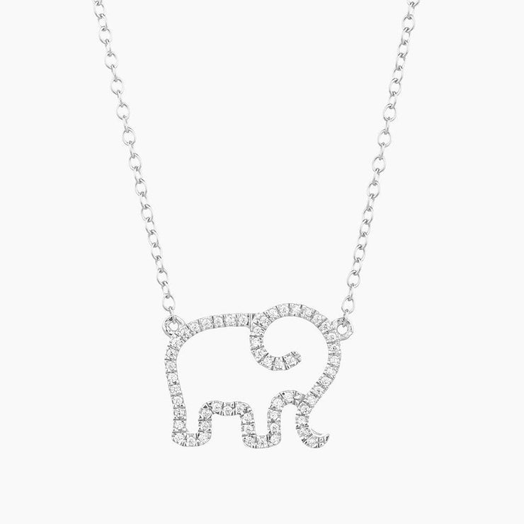 Elephant Mom Pave Diamond Necklace