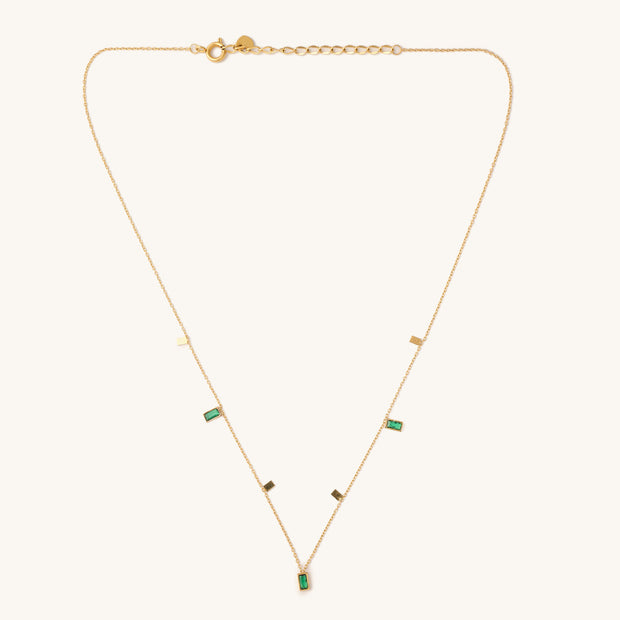 Baguette Emerald Waterproof Necklace