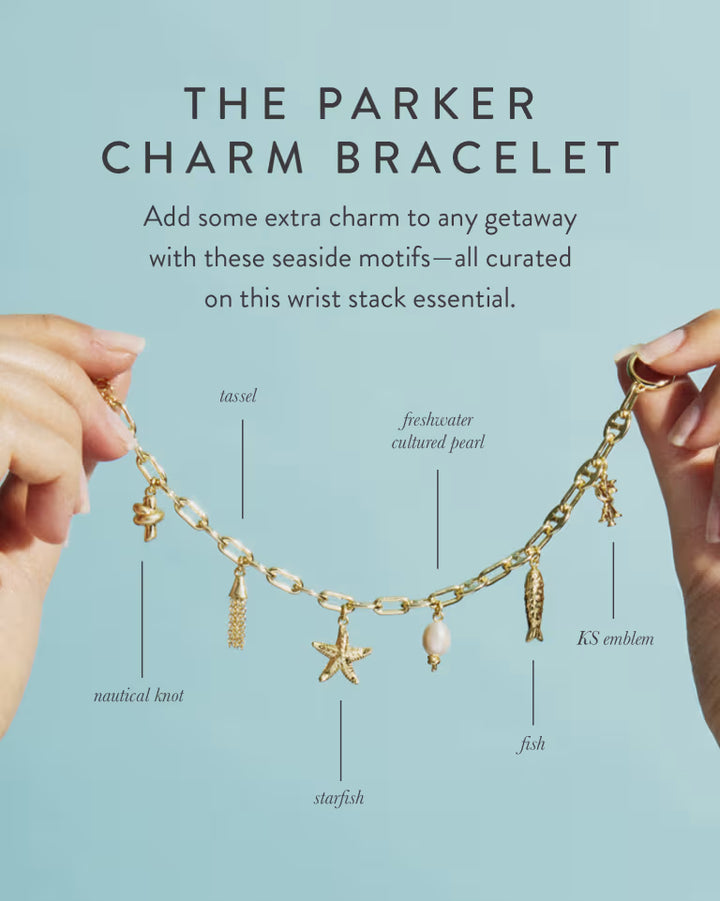 Kendra Scott Parker Gold Charm Bracelet in Freshwater Cultured Pearl