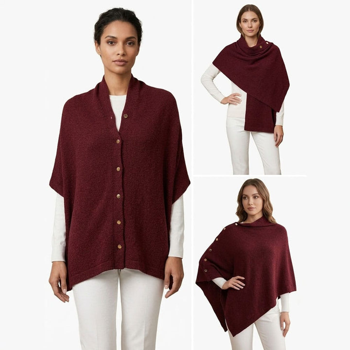 Convertible Button Poncho Wrap Shawl