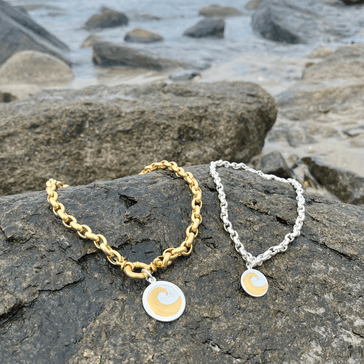 Lola Wave Pendant - Mixed Metal