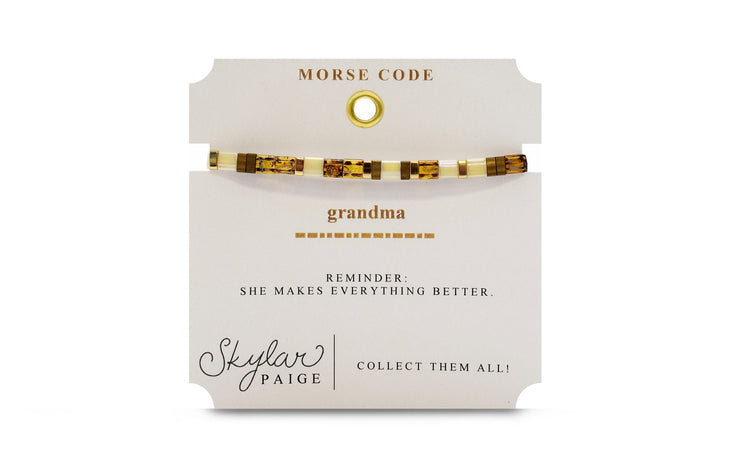Grandma Morse Code Tila Beaded Bracelet - Terrific Tortoise