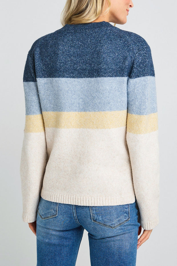Sawyer Stripe Pullover Sweater in Stone Blue