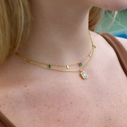 Baguette Emerald Waterproof Necklace