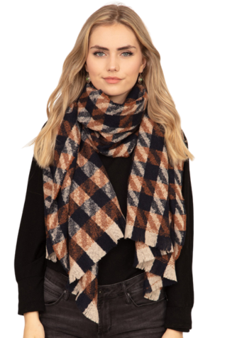 Navy Houndstooth Scarf