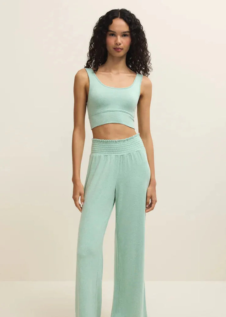 Z Supply Dawn Smocked Pant in Crystal Green
