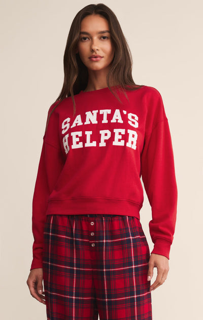 Z Supply Holiday Sweatshirt in Festive Red