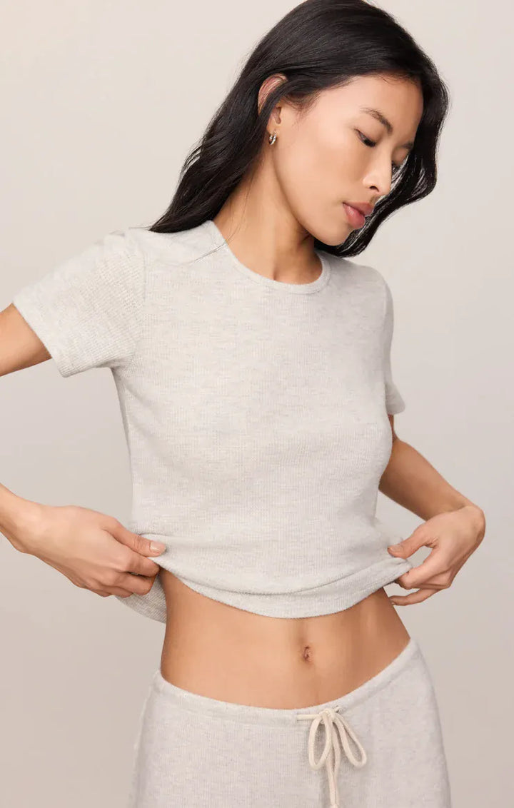 Z Supply Waffle Brushed Thermal Tee in Feather Grey
