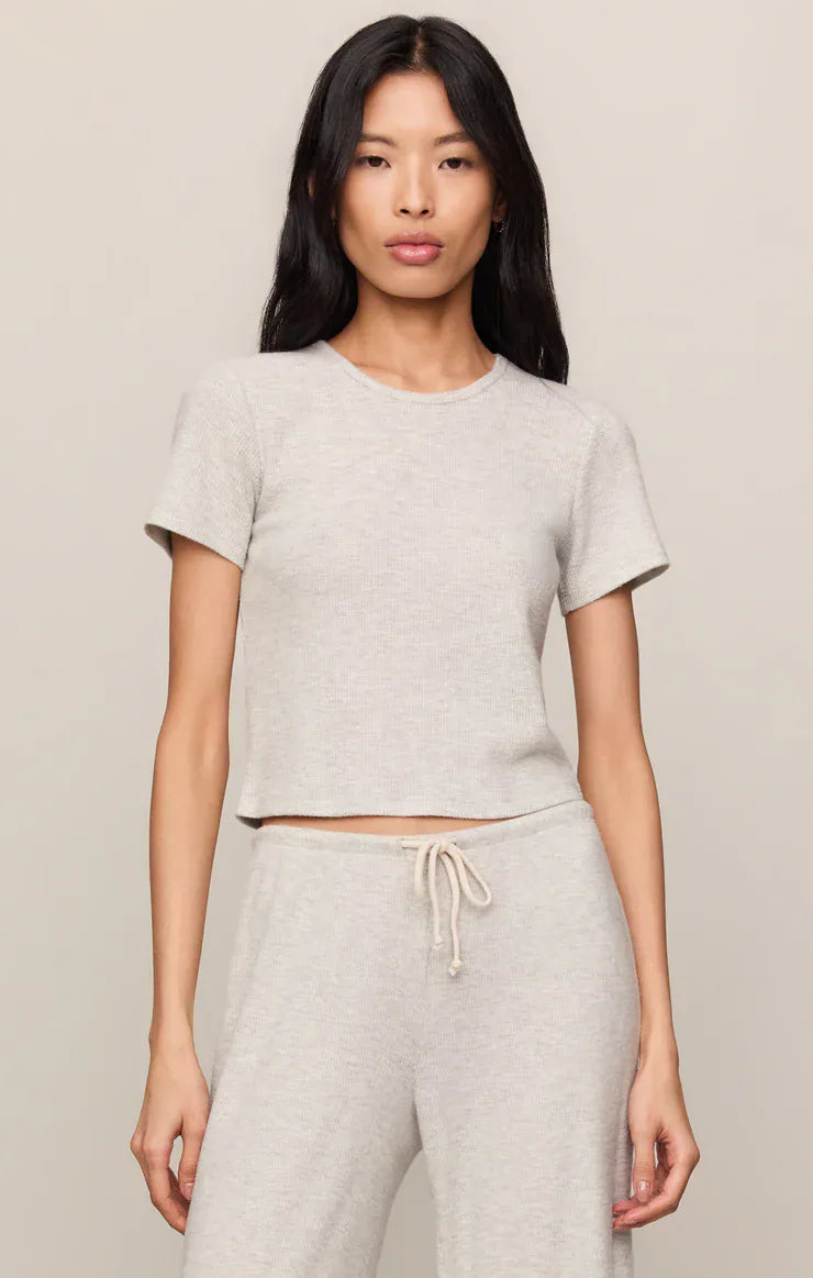Z Supply Waffle Brushed Thermal Tee in Feather Grey