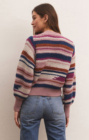 Asheville Stripe Sweater in Magenta Punch