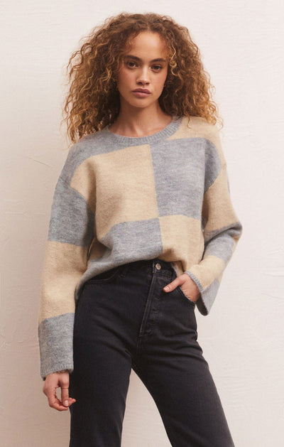 Rosi Blocked Sweater in Heather Grey