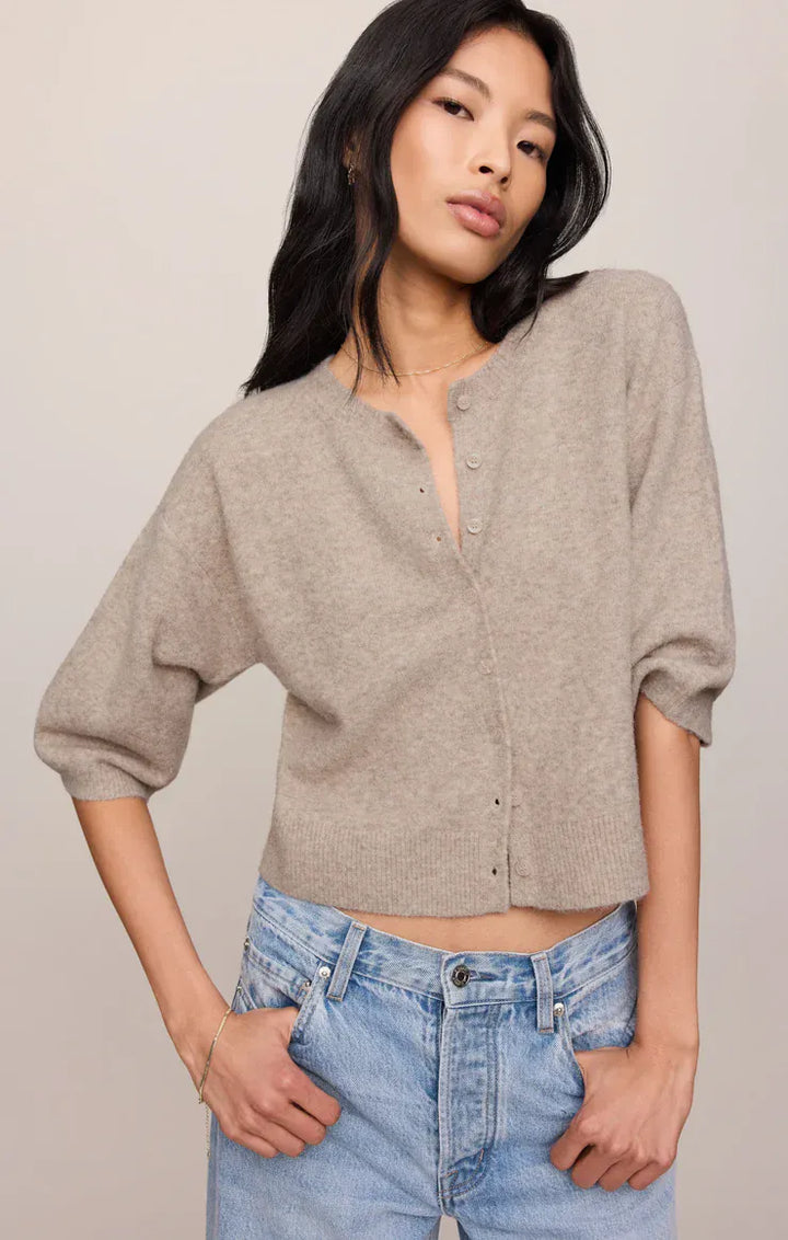 Z Supply Valor Short Sleeve Cardigan in Natural Heather