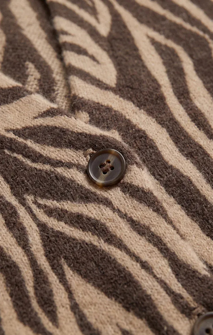 Z Supply All The Wild Cardigan in Dark Chocolate Dark Chocolate Zebra Print Cropped Cardigan Sweaters