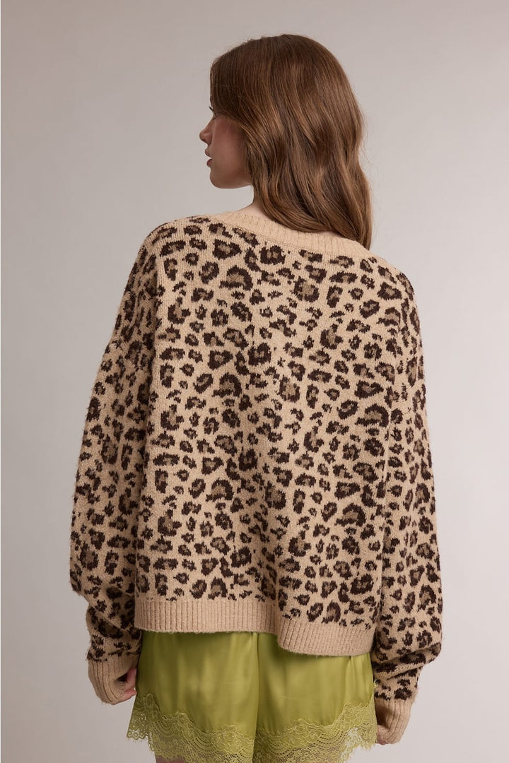 Leopard Print Button-Up Cardigan Sweater Leopard Print Cardigan Sweater | Button-Up Knit | The Red Owl Tops