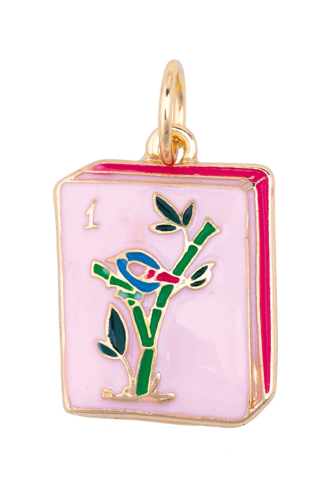Mahjong Pink Enamel Tile Charm Mahjong Pink Enamel Tile Charm