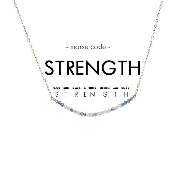 Dainty Stone Morse Code Necklace - Strength