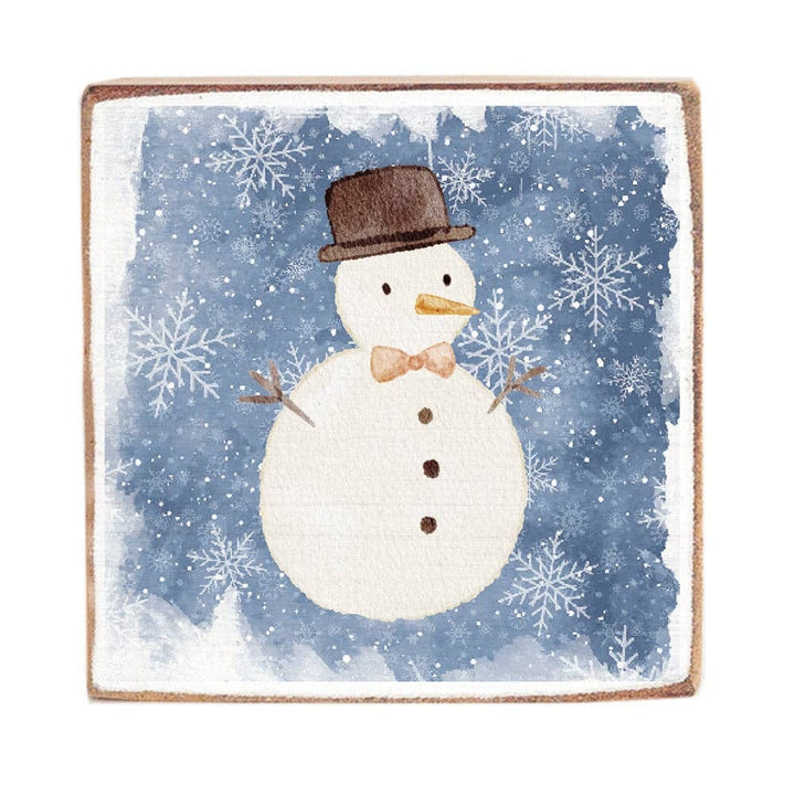 Snowman Wood Block Sign Snowman Wood Block Sign – Rustic Winter Shelf Decor Home